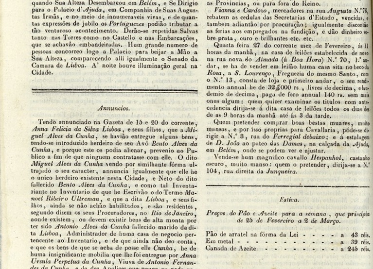 Gazeta de Lisboa 23 de Fevereiro de 1828