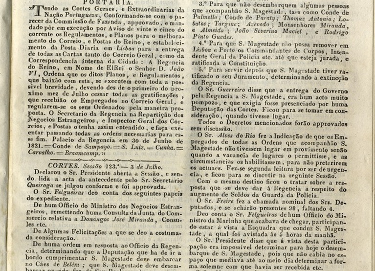 Diário da Regência, 4 de Julho de 1821 - 1