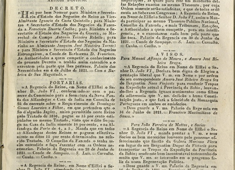 Diário da Regência, 5 de Julho de 1821 - 1