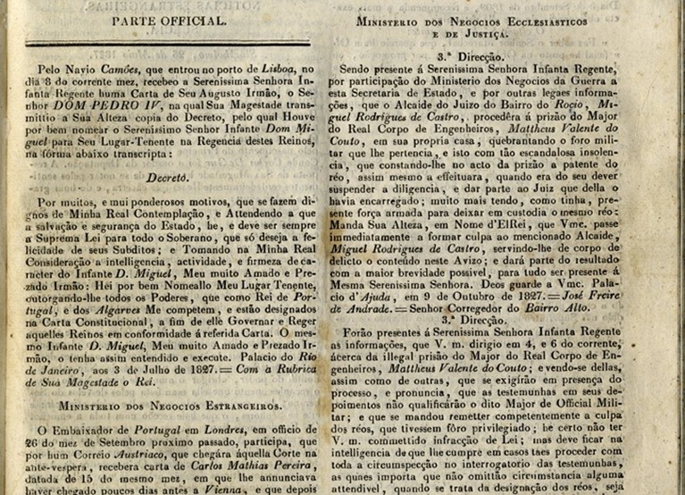 Gazeta de Lisboa 10 de Outubro de 1827